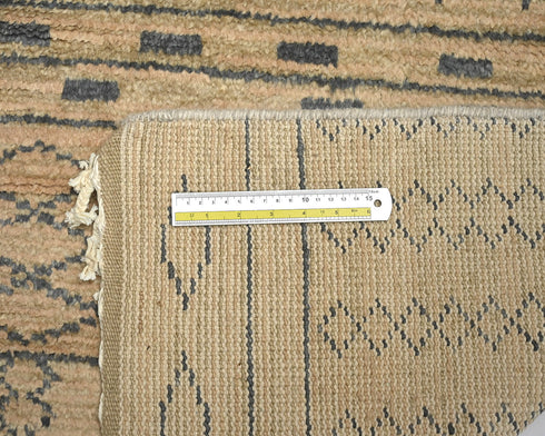8 Feet Moroccan Brown Hand Woven Wool Runner Rug